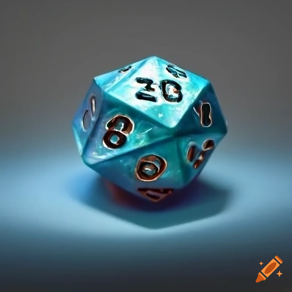 Aquarius-themed dice with flowing water design