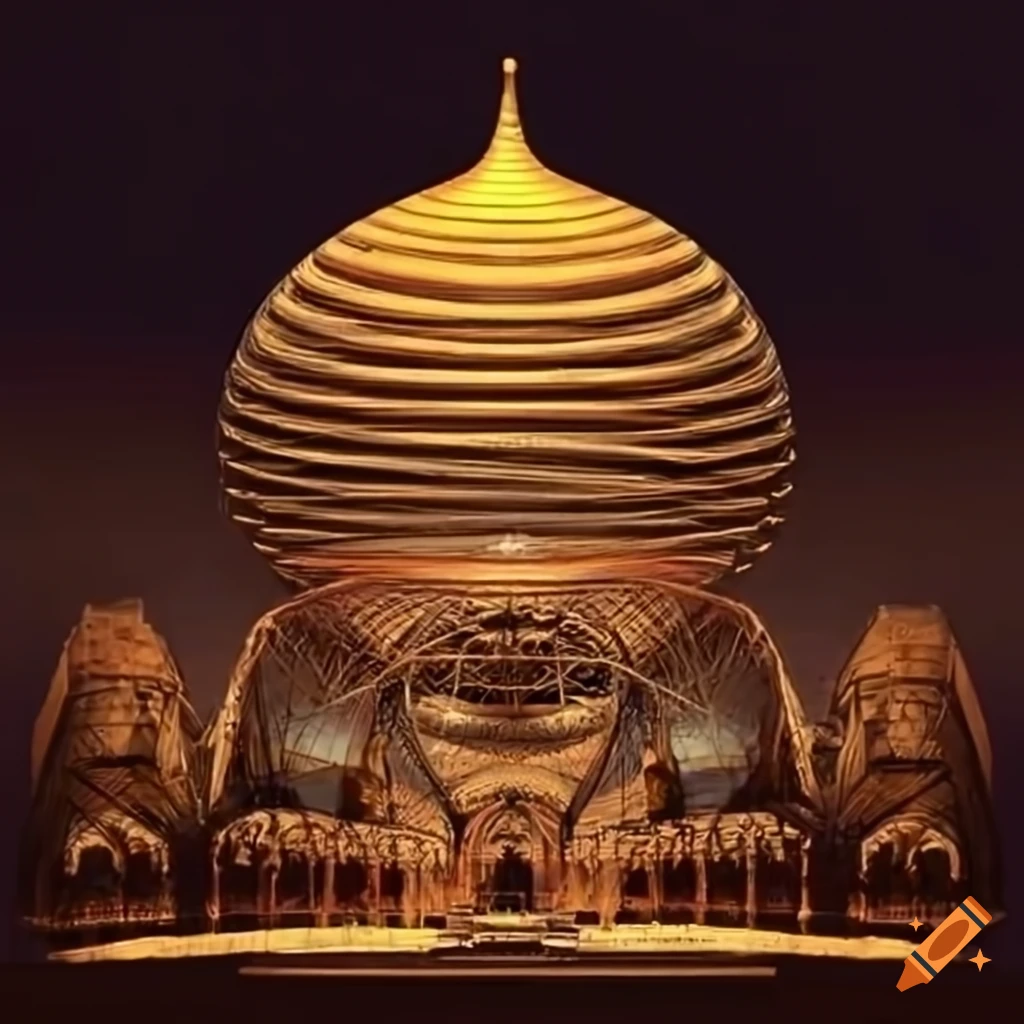 art deco skyscraper with onion dome tipped spires