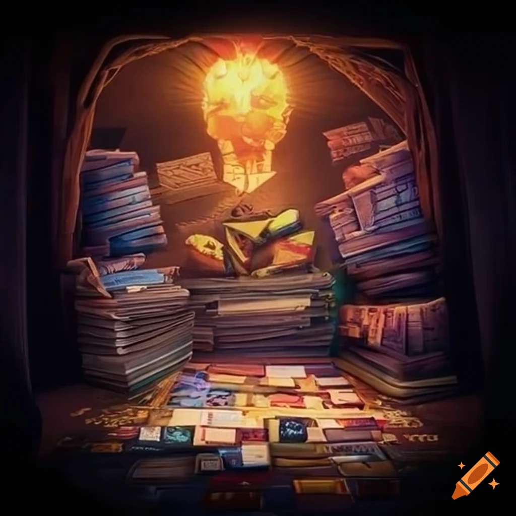 stacks of trading game cards