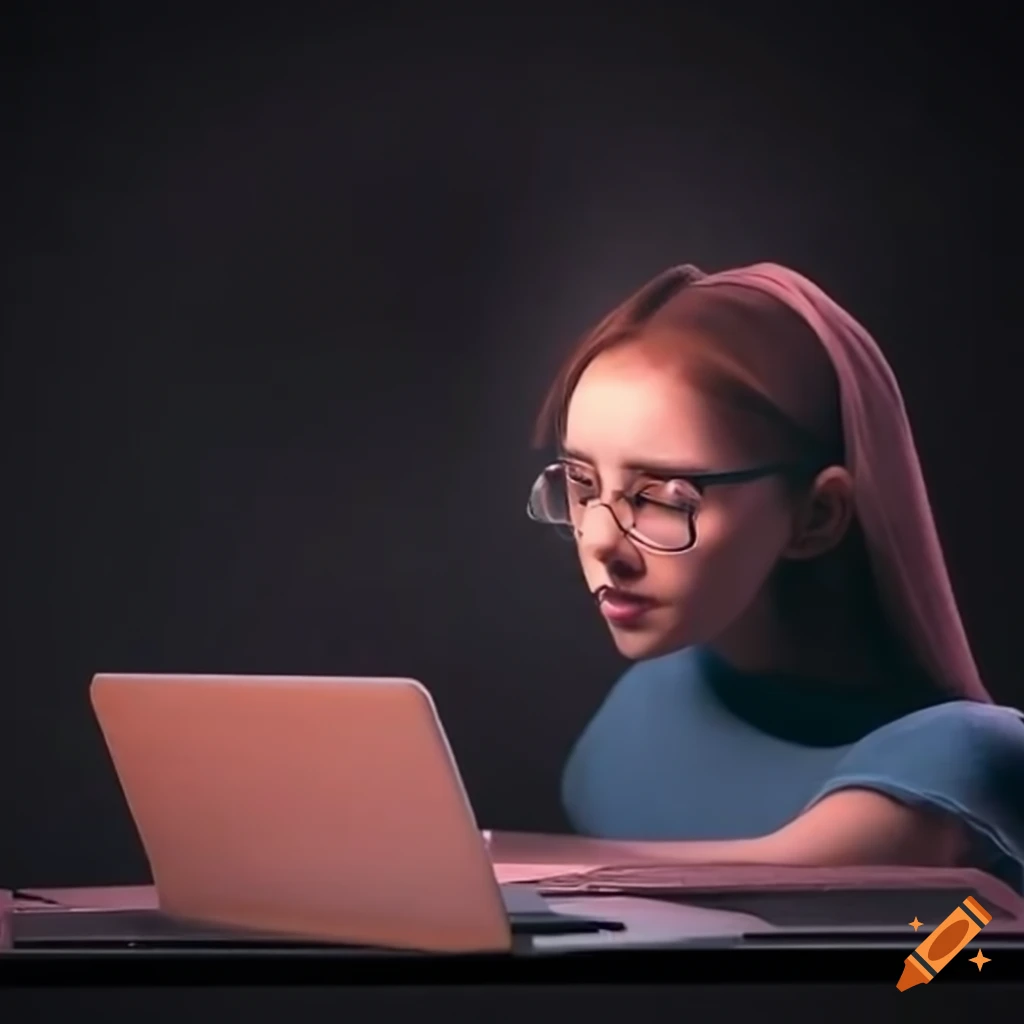 Student using laptop with chat platform on Craiyon