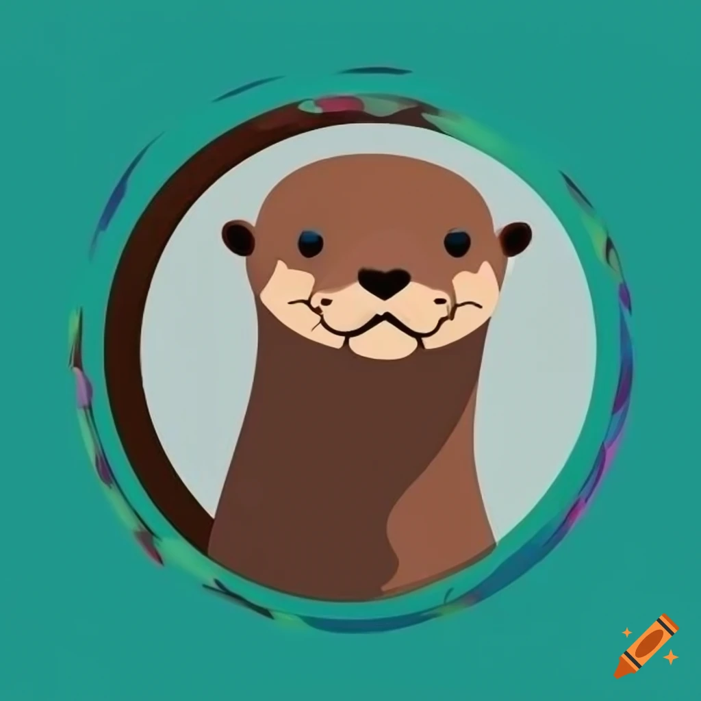 otter face on colored circle background