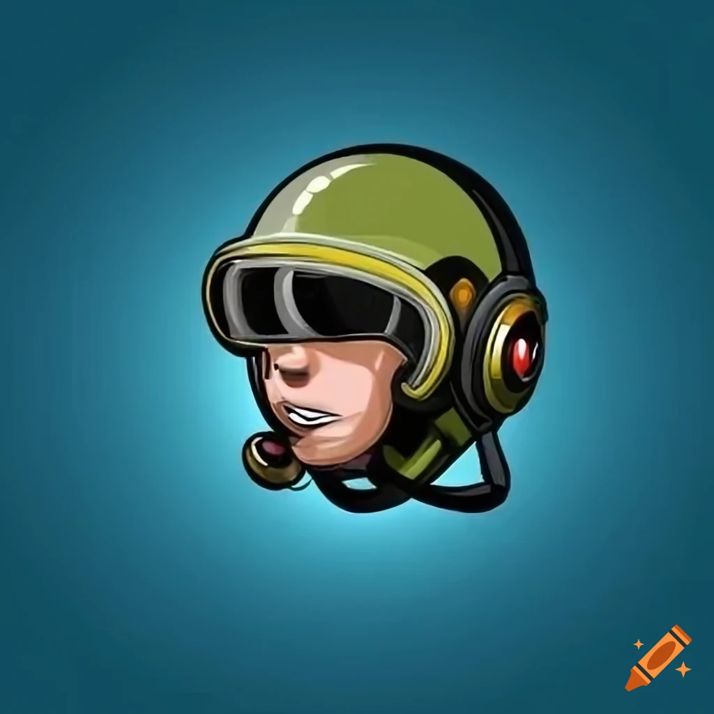 2D artwork of a playful pilot helmet mascot