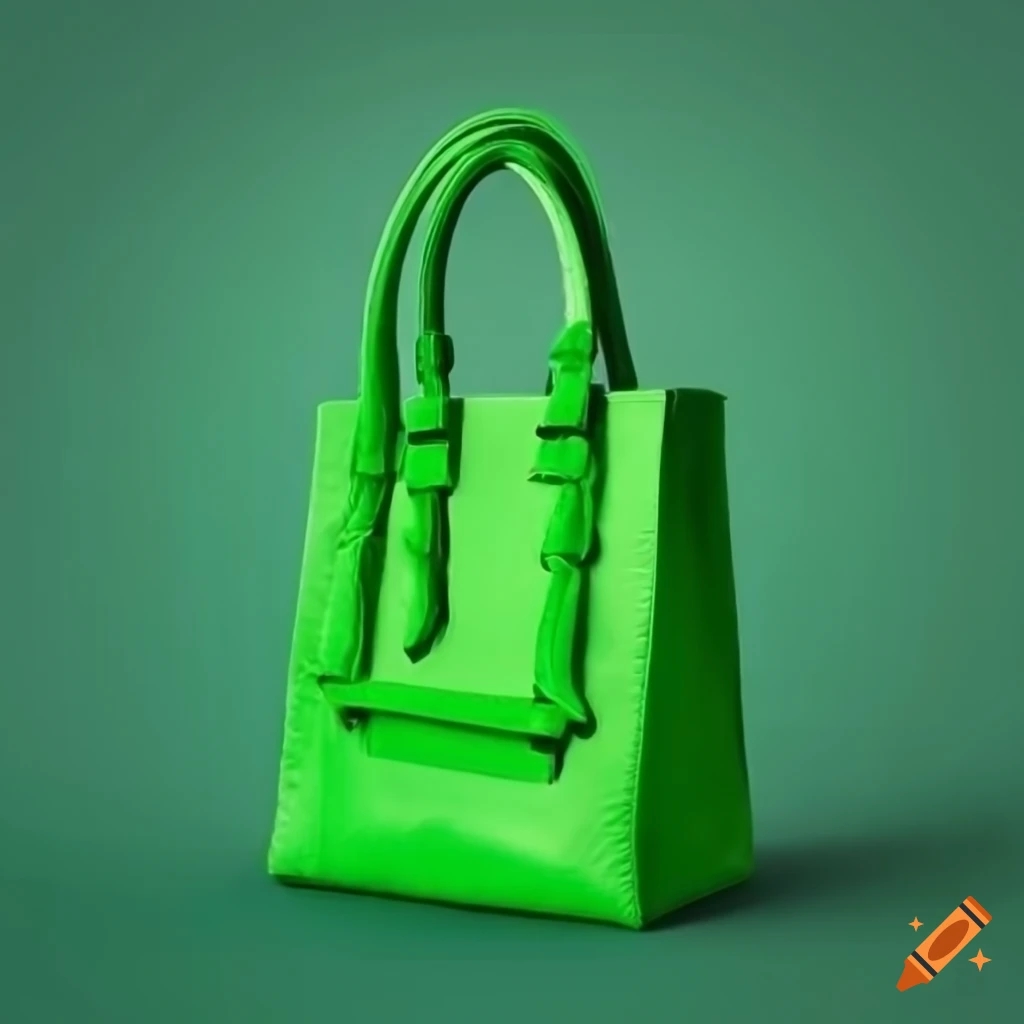green bag with white polka dots
