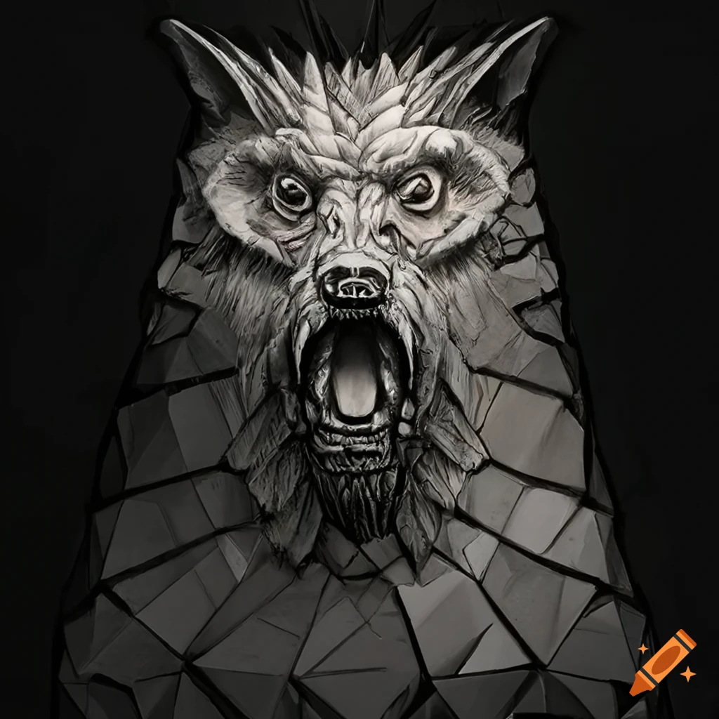 detailed sculpture with a moth werewolf motif