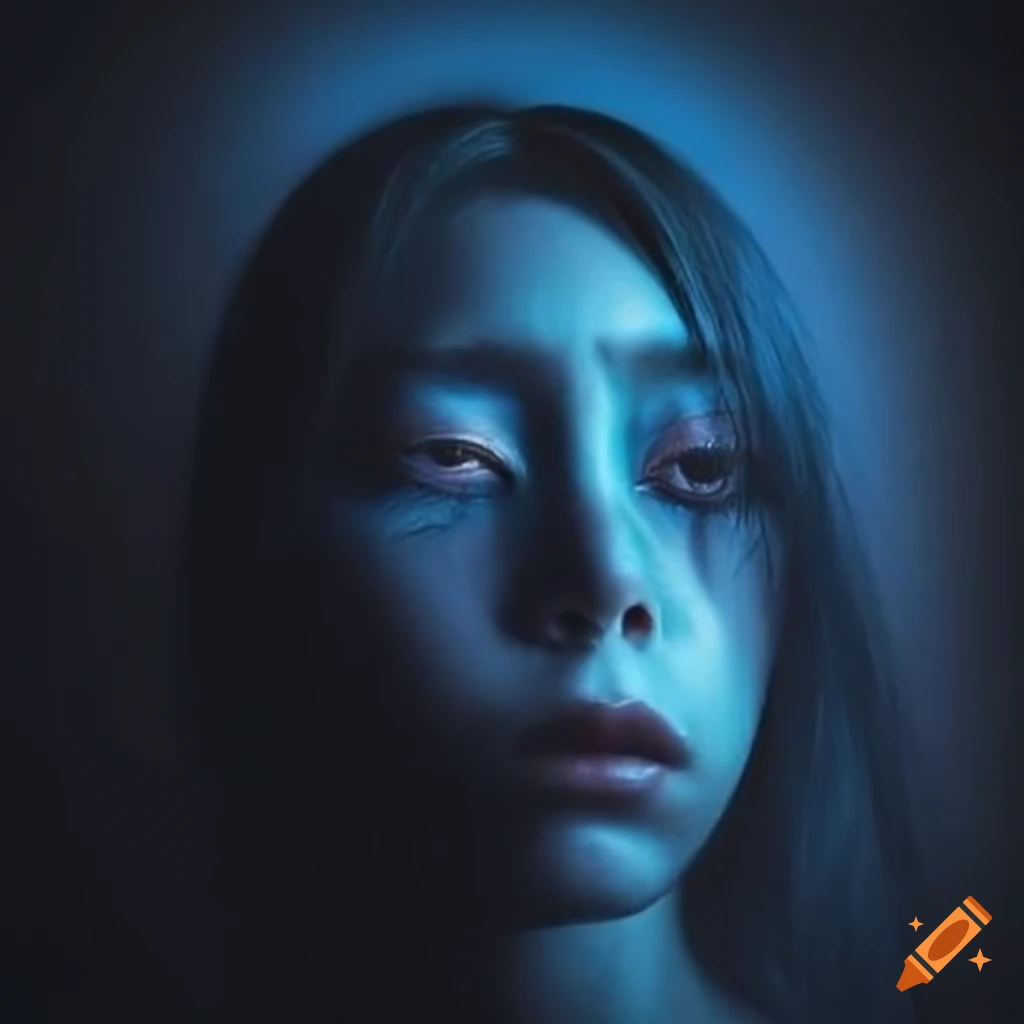 artistic depiction of sadness with dark blue colors