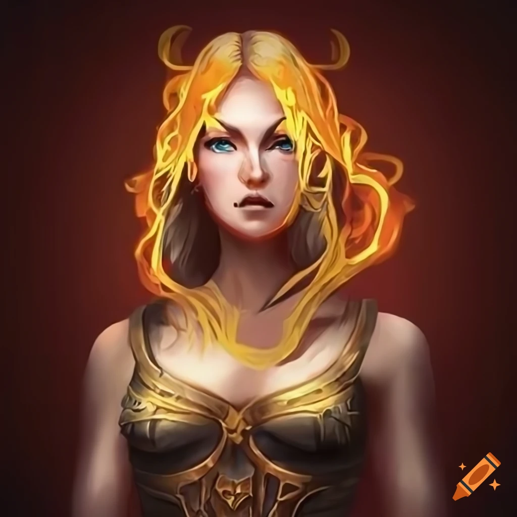 illustration of a blonde-haired fire mage