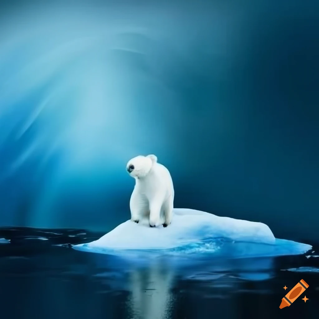 abstract painting of a polar bear on a melting ice floe