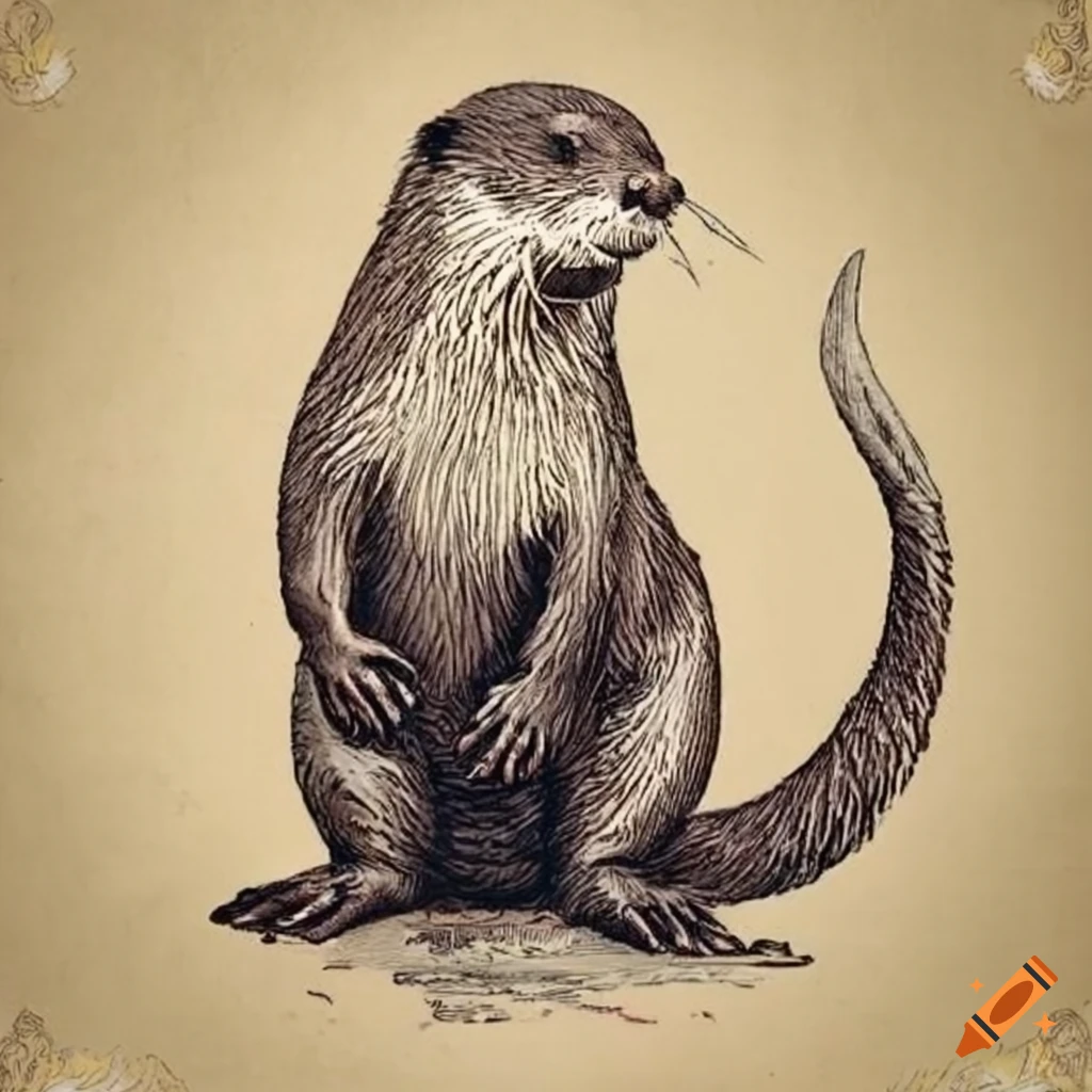 vintage pattern with an otter motif