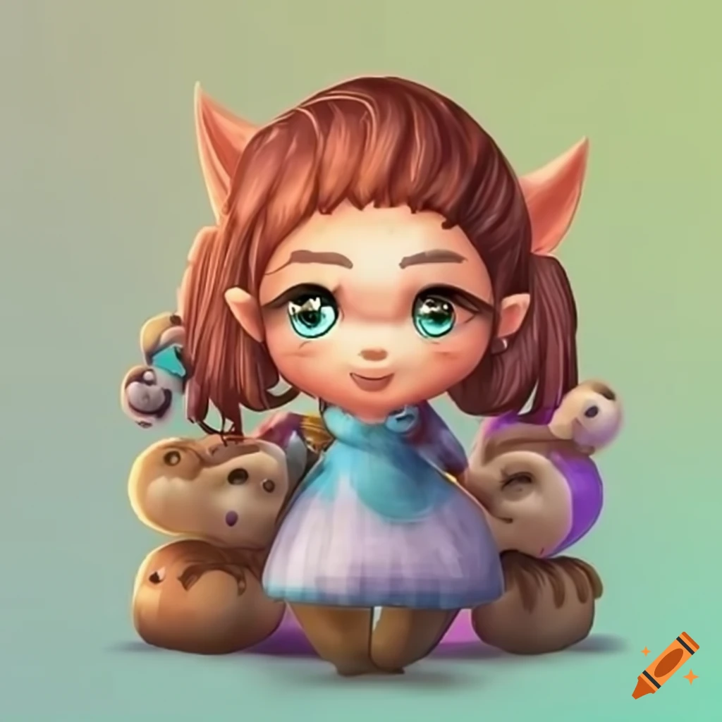 cute and adorable female gnome avatar, playful and proud