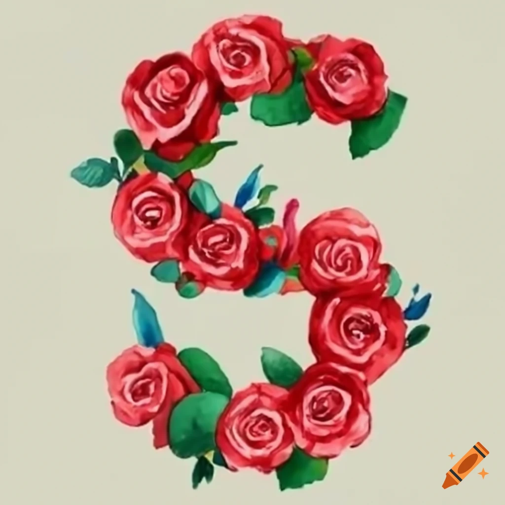 red rose floral arrangement in the shape of S