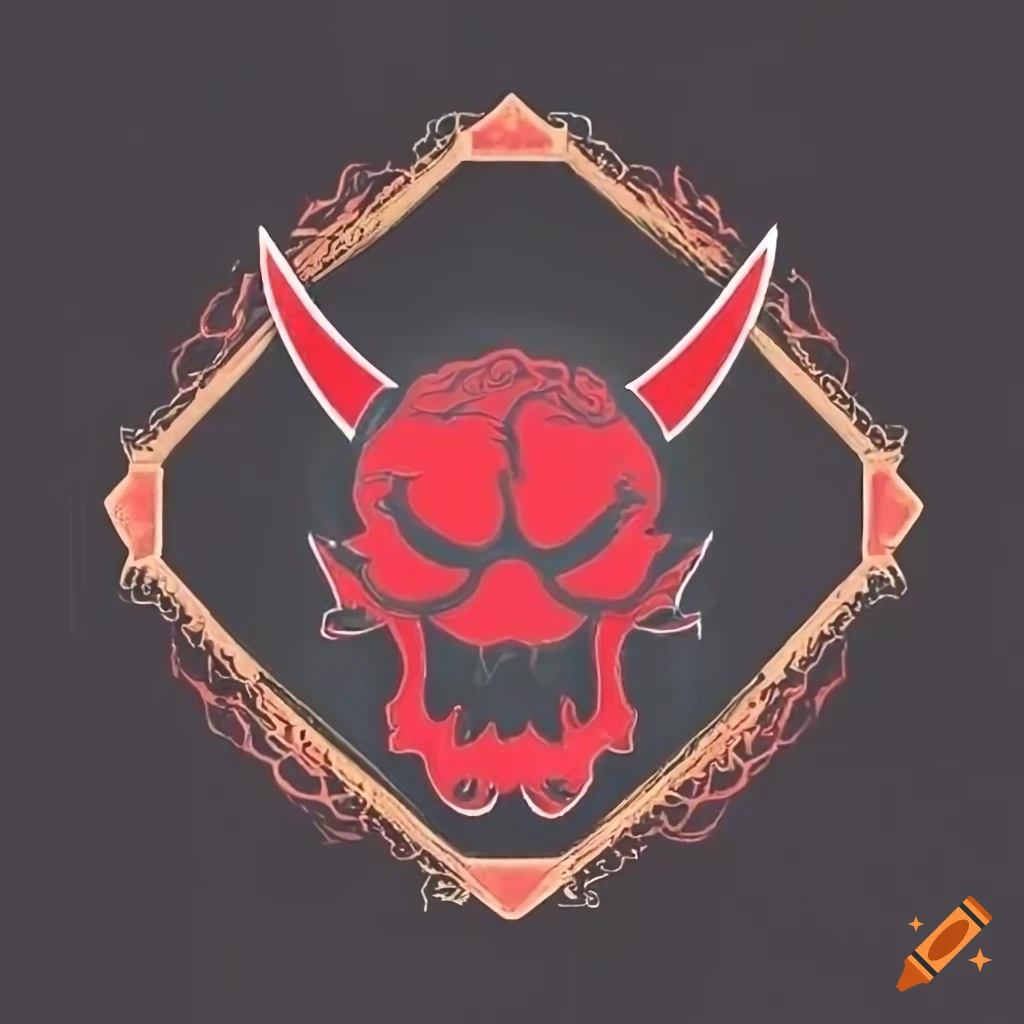 logo of Team Sanzoku with Oni and rising sun design