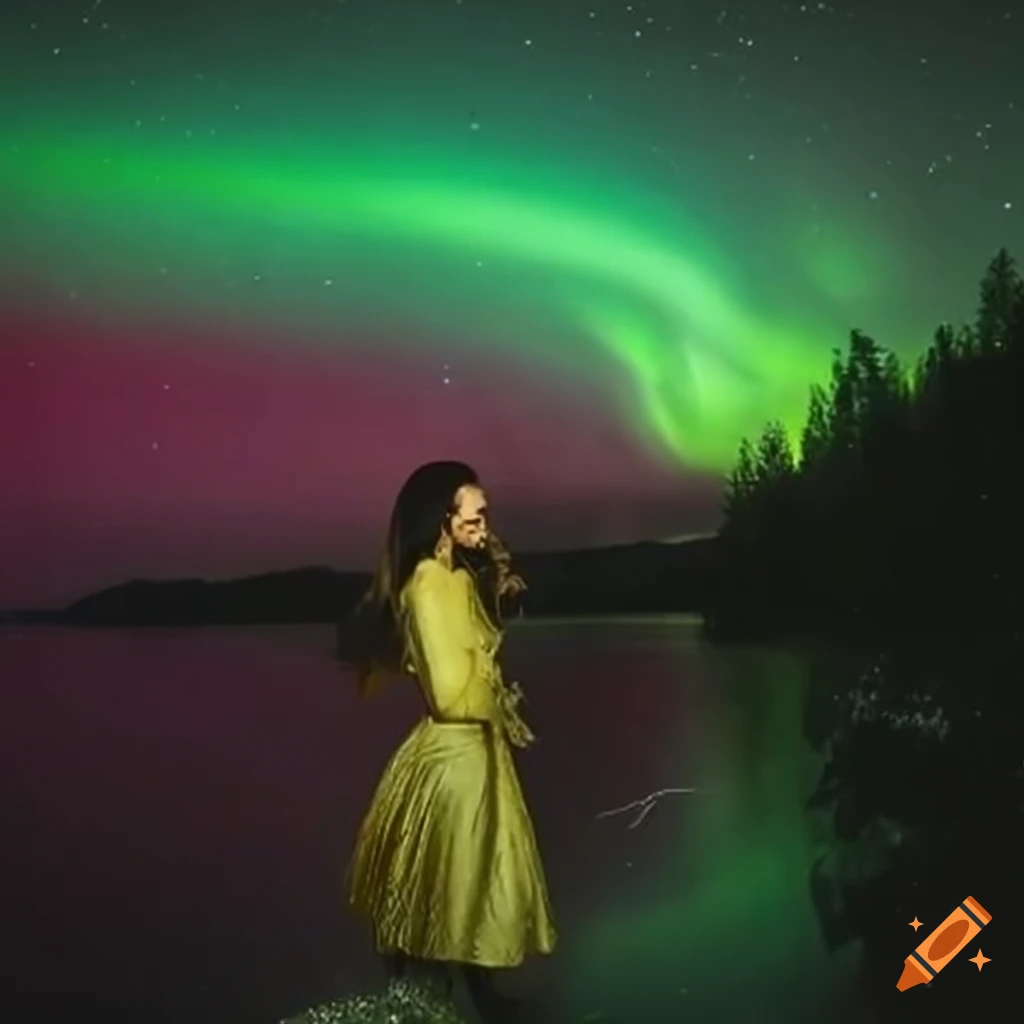 image of aurora and heavy rain with thunder