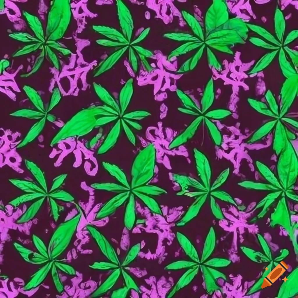 seamless pattern with marijuana leaves on black background
