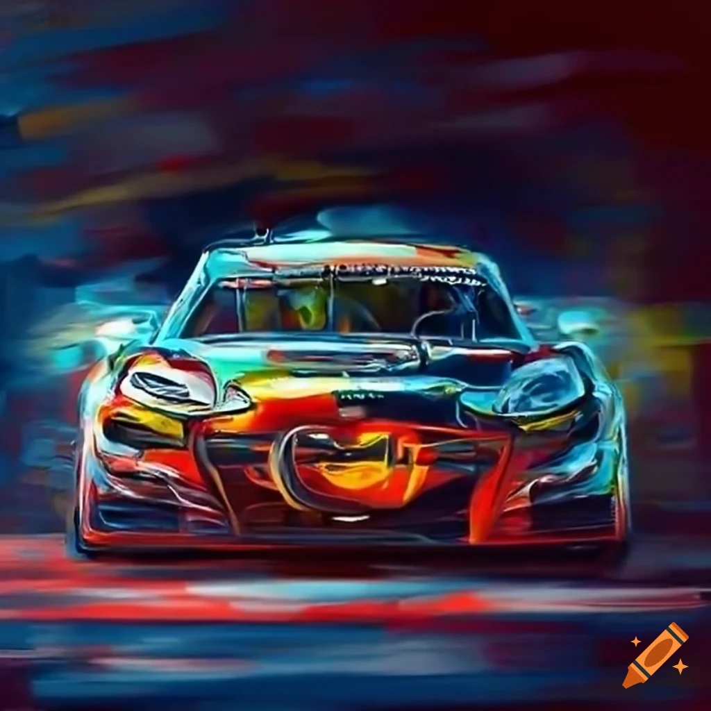 oil painting of motorsport