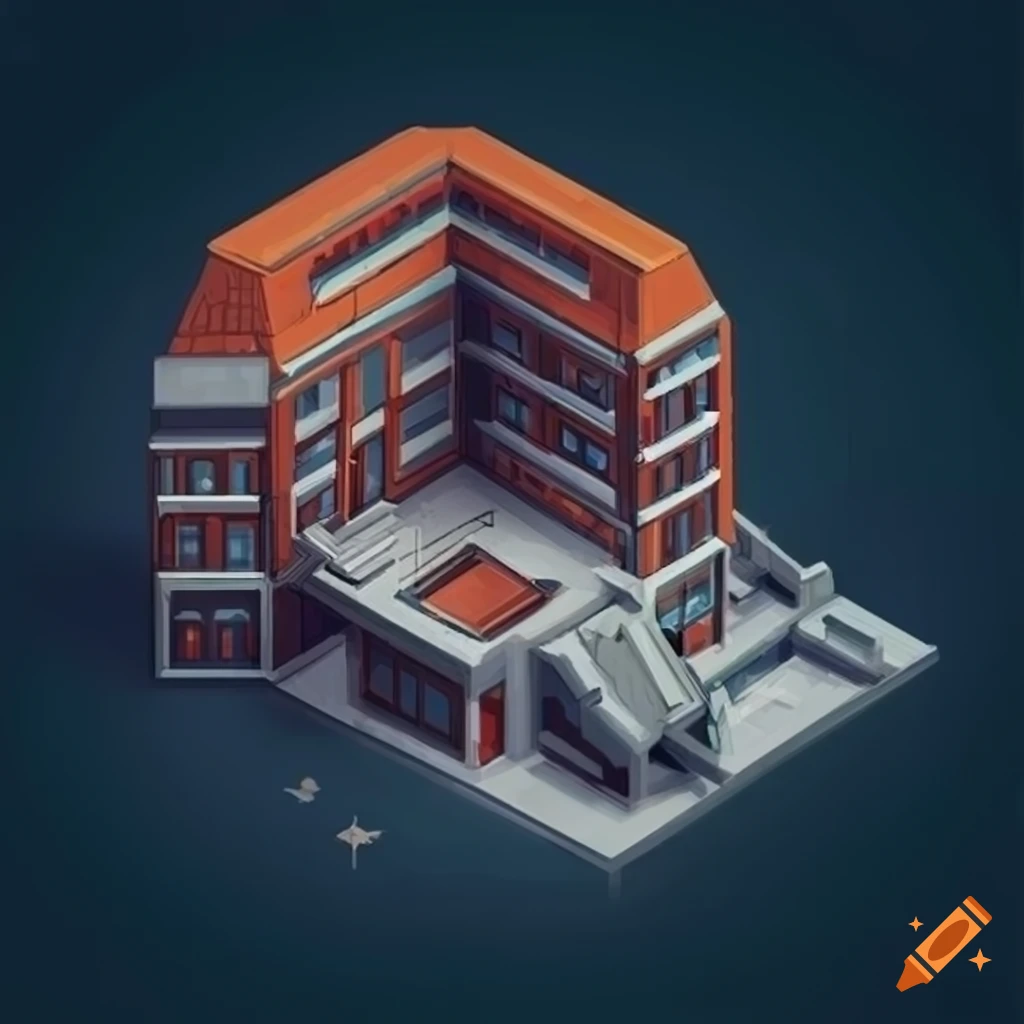 isometric tiles of a sci-fi hospital building