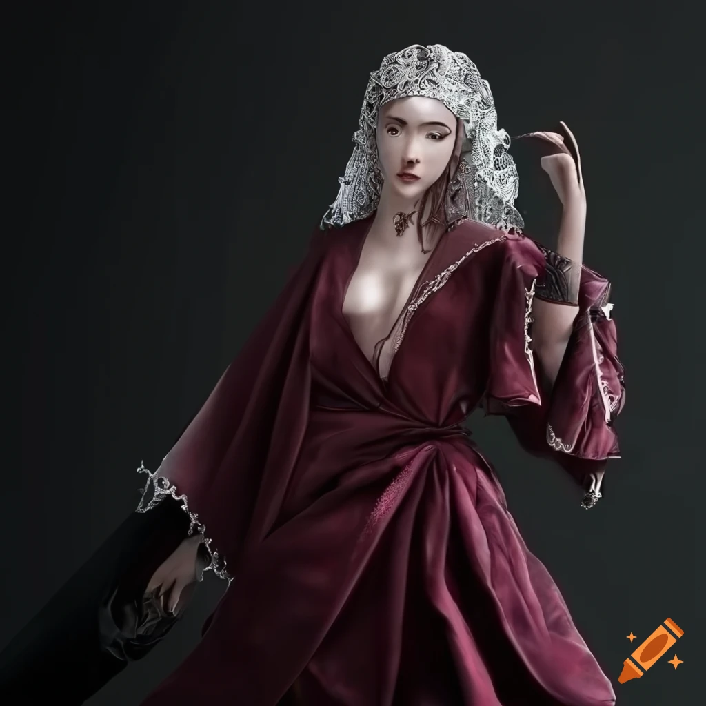 Detailed illustration of Lady Maria in fancy summer clothing on Craiyon
