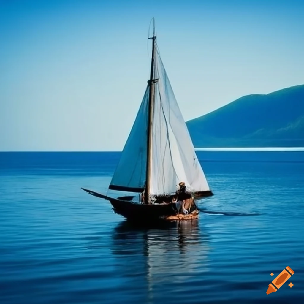 sailboat with an elderly man in the Caribbean