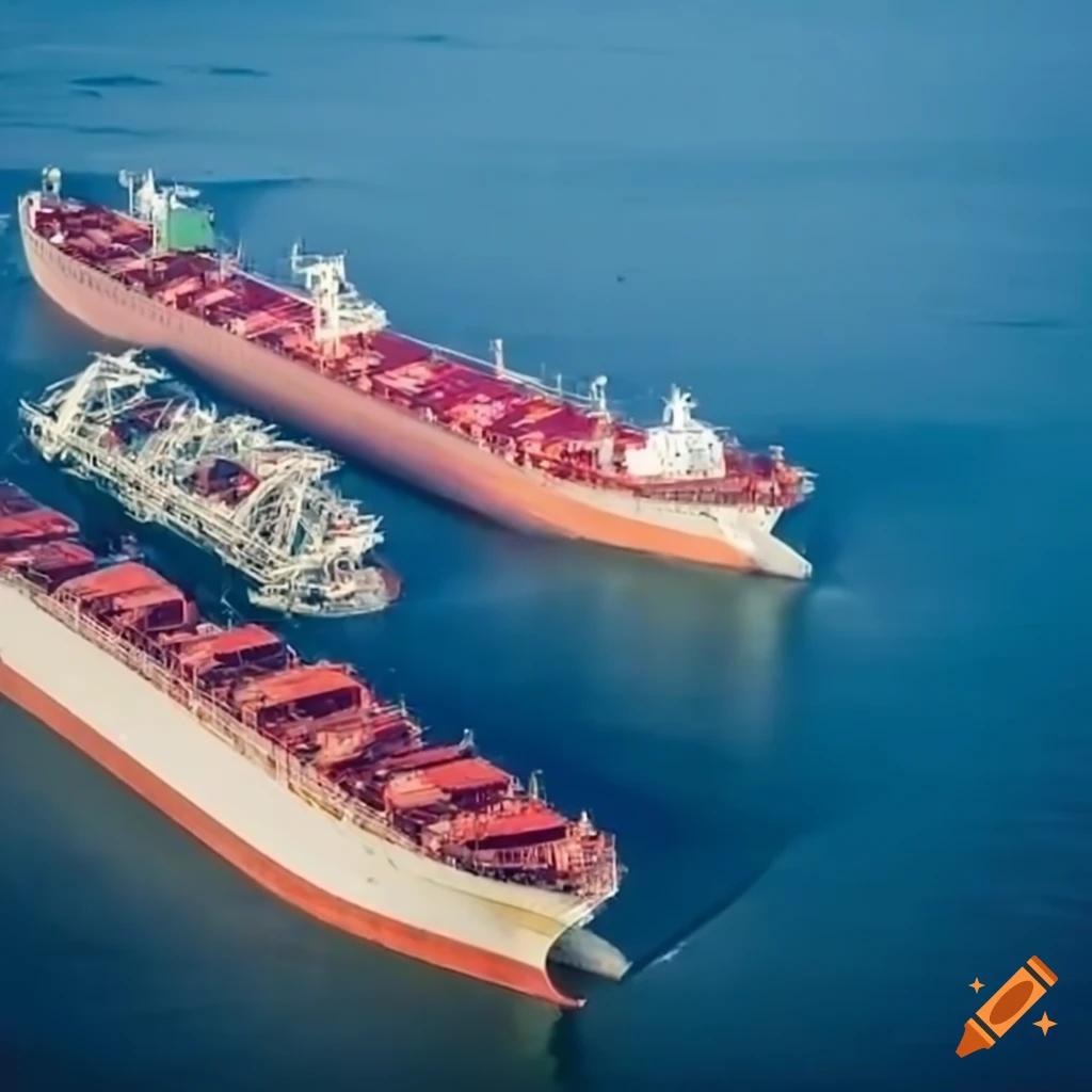 tanker ship loading cargo at a busy port