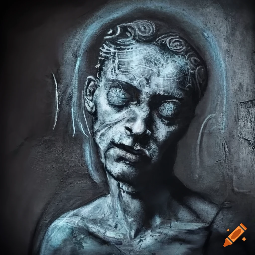 intricate chalk art of a faded man