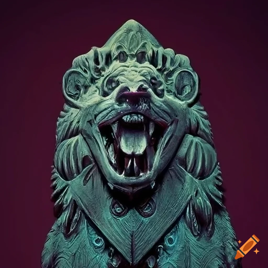detailed moth werewolf carving artwork