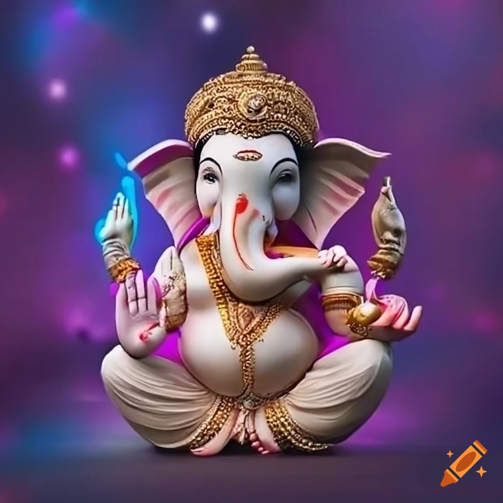 futuristic Ganesh Chaturthi invitation with serene aura