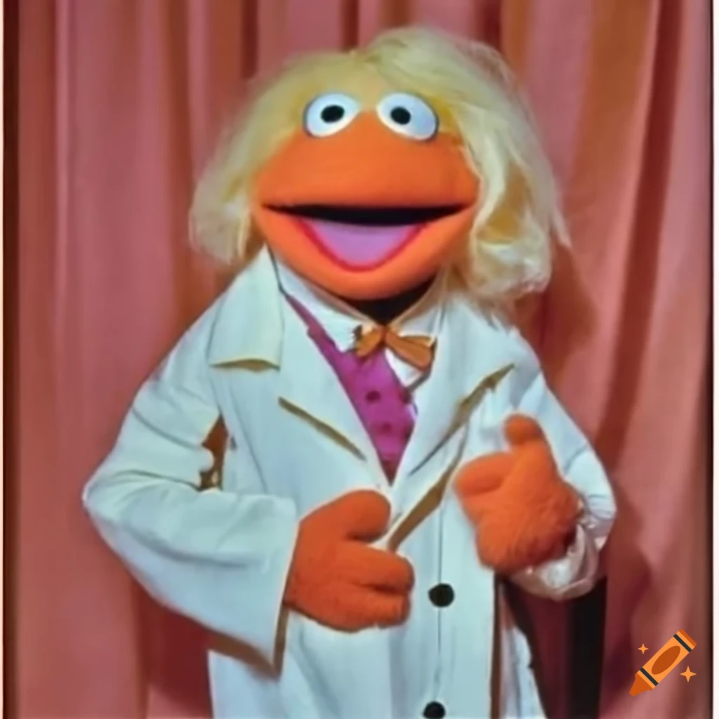 1970's muppet TV show character in white lab coat