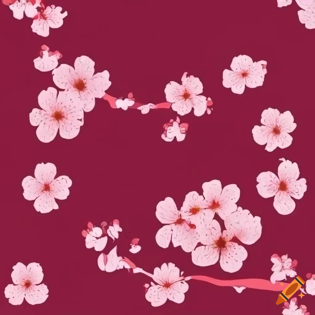 white background with simple cherry blossoms pattern