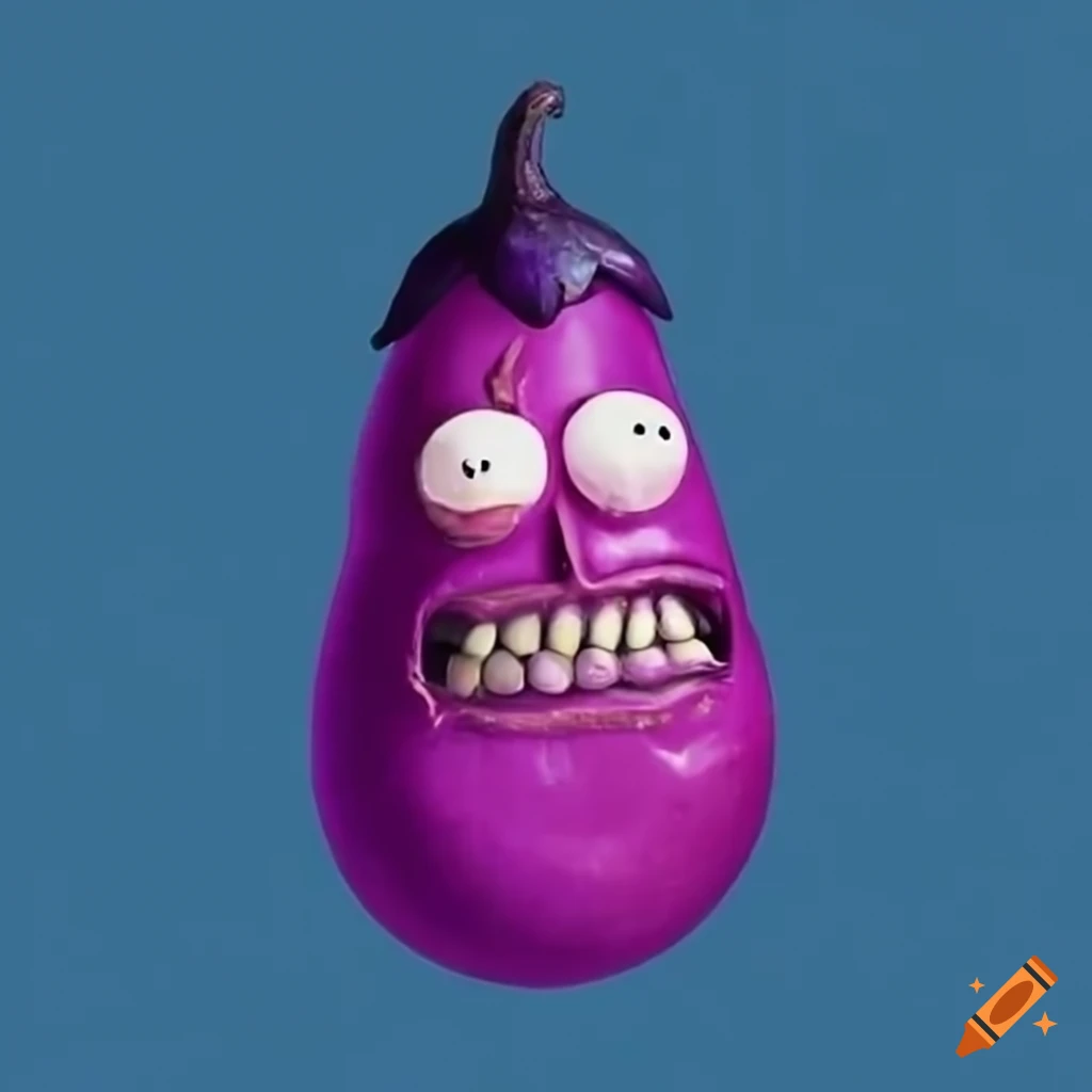scientific illustration of a Rick-style eggplant