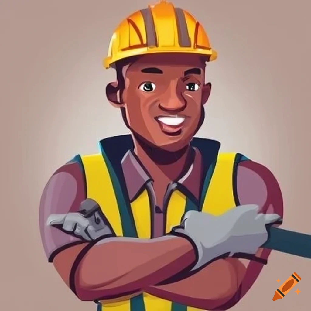 illustration of a black construction worker