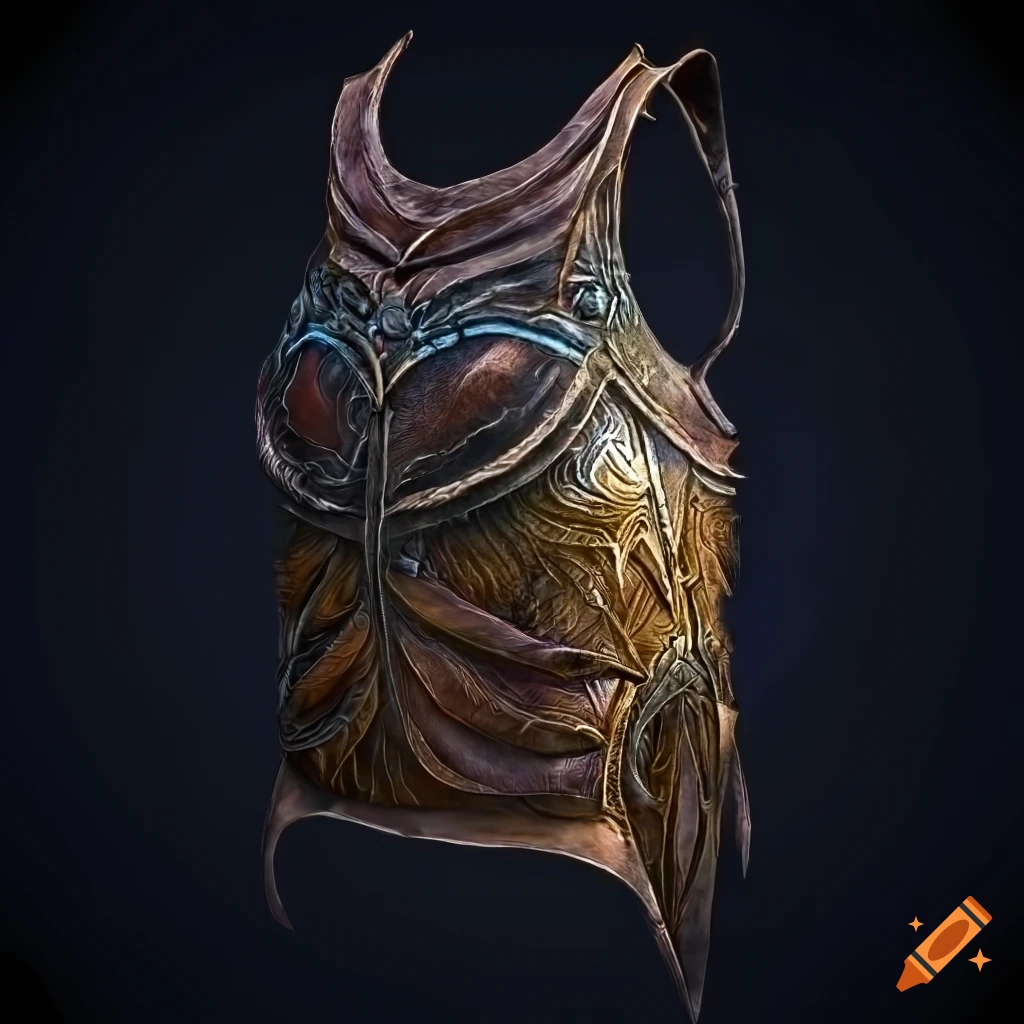 Texture of a fantasy feather chestplate on Craiyon