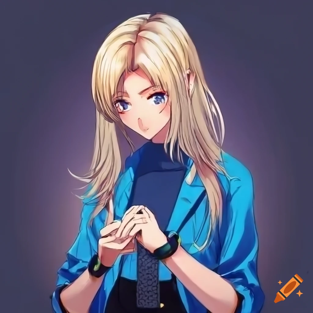 90s anime girl checking the time on her watch