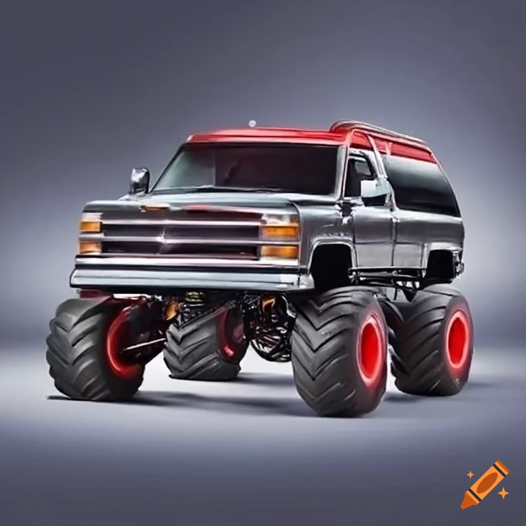 1991 black Suburban with monster truck wheels