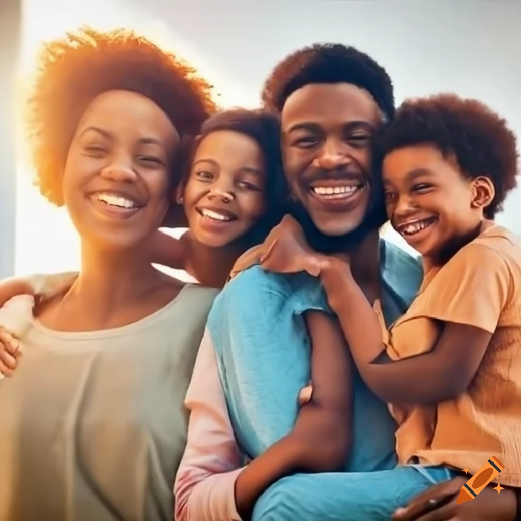 picture of a happy black family in a suburban community