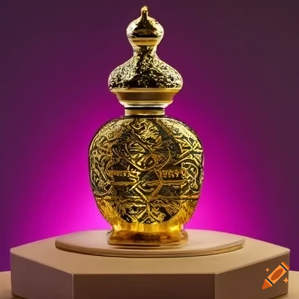 oudh perfume bottle with cinnamon and herbs