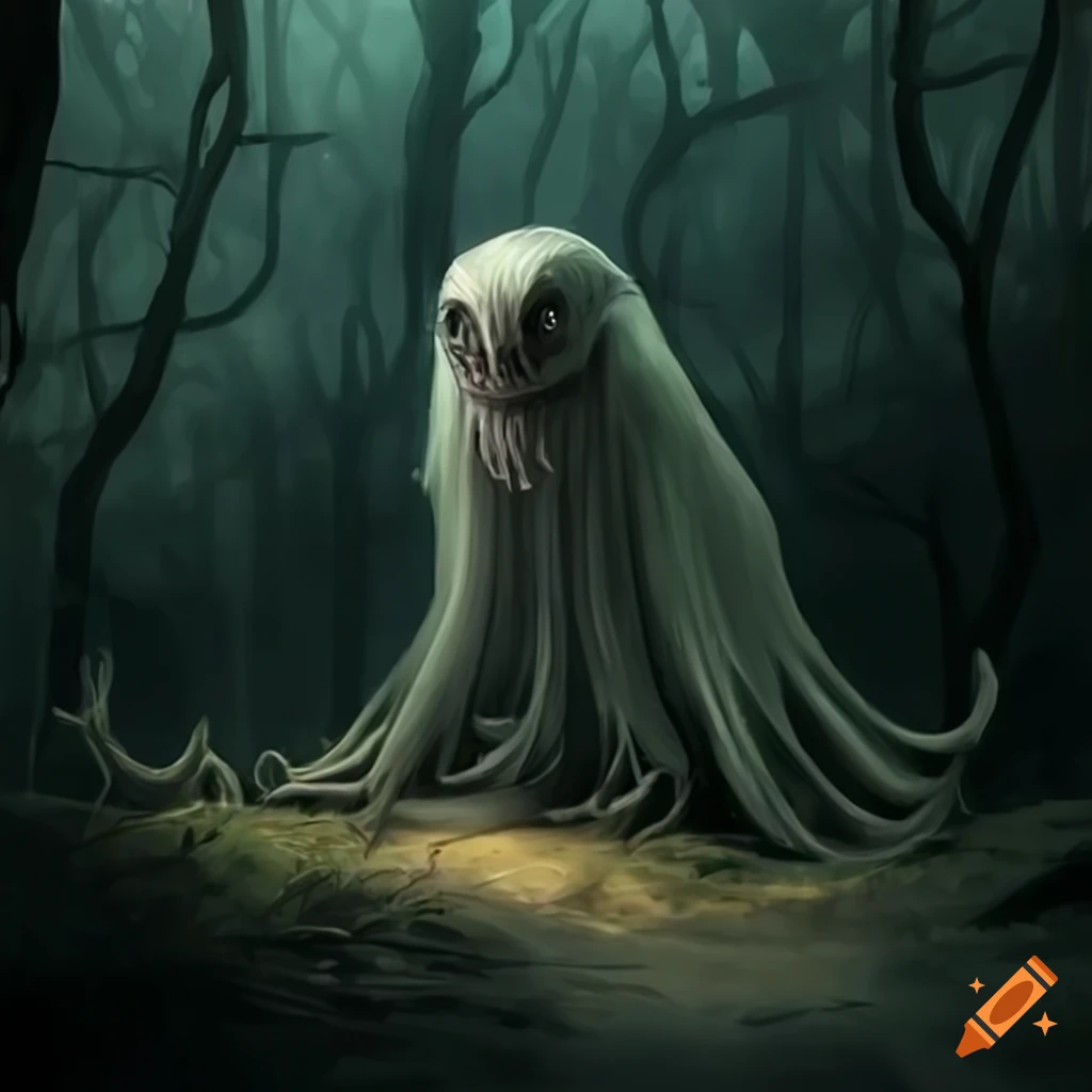 dark forest with a mystical creature