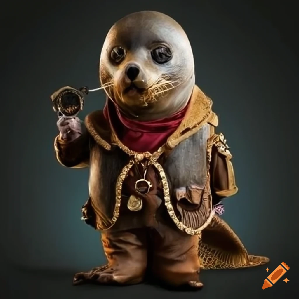 a seal wearing a steampunk costume