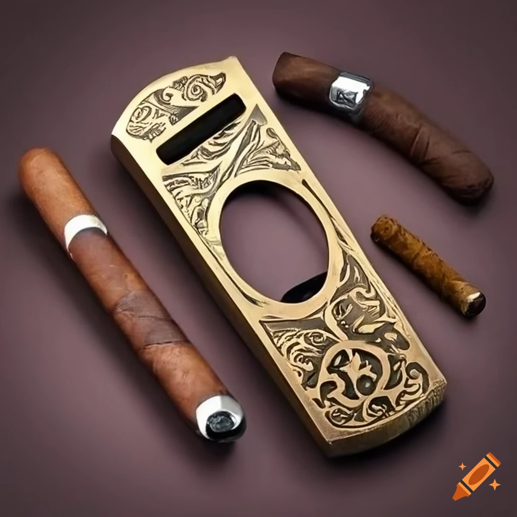 bronze engraved stainless steel cigar cutter