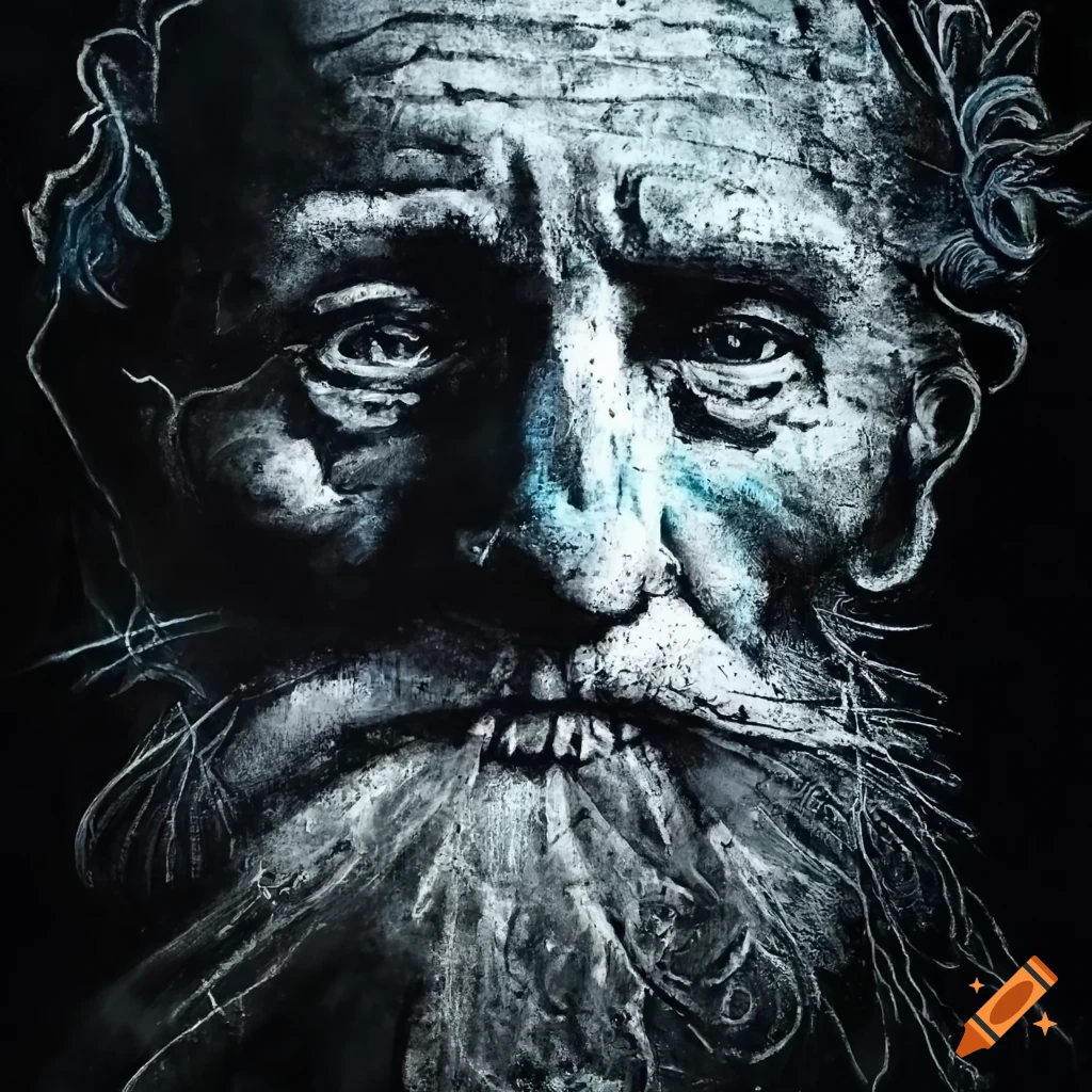 intricate chalk art of a faded man