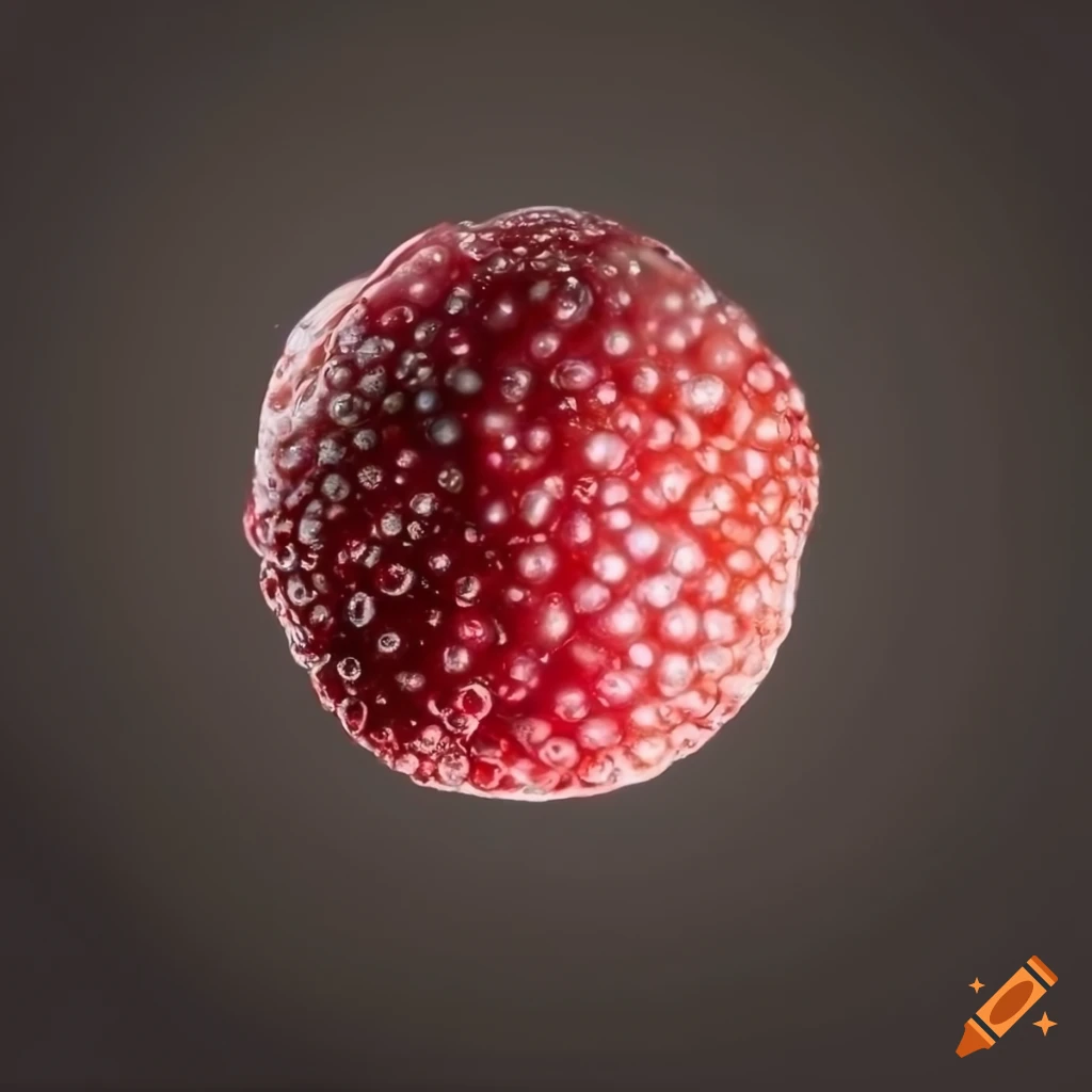 close-up of a red berry with unique texture