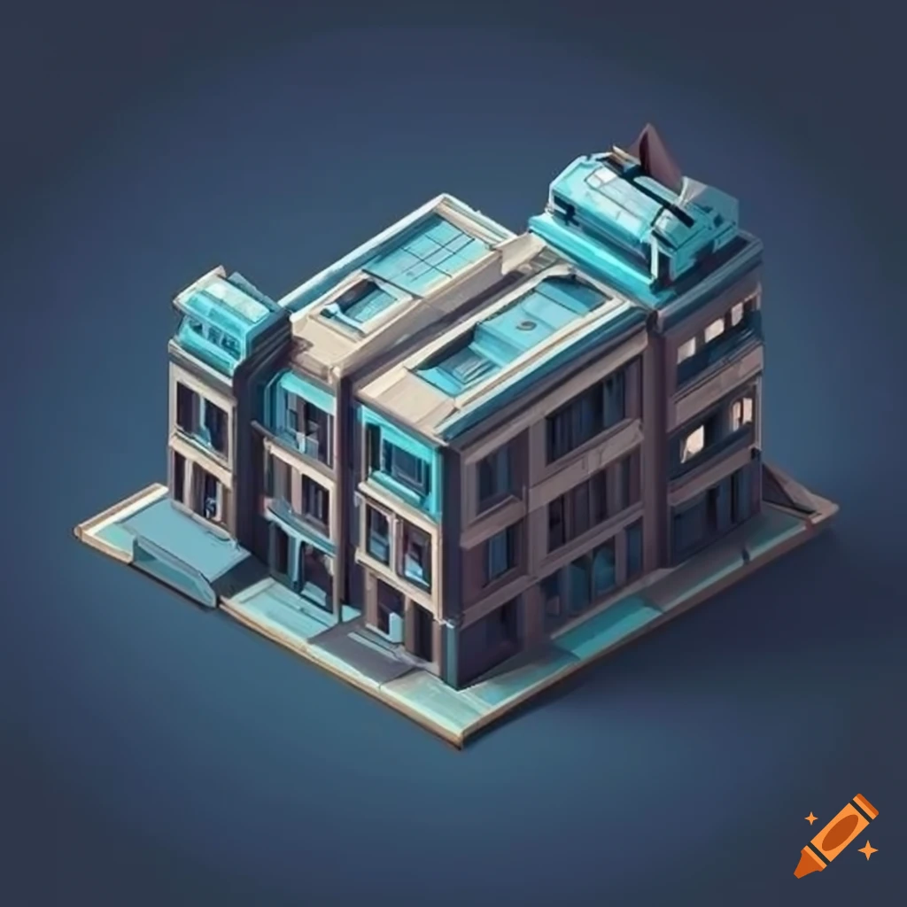 isometric tiles of a sci-fi hospital building