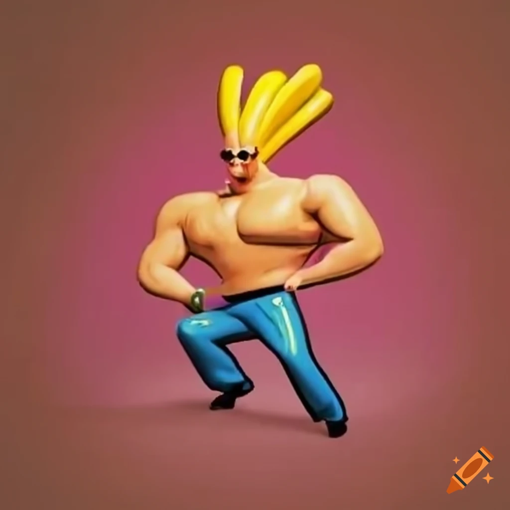 cartoon of Johnny Bravo with a hamburger
