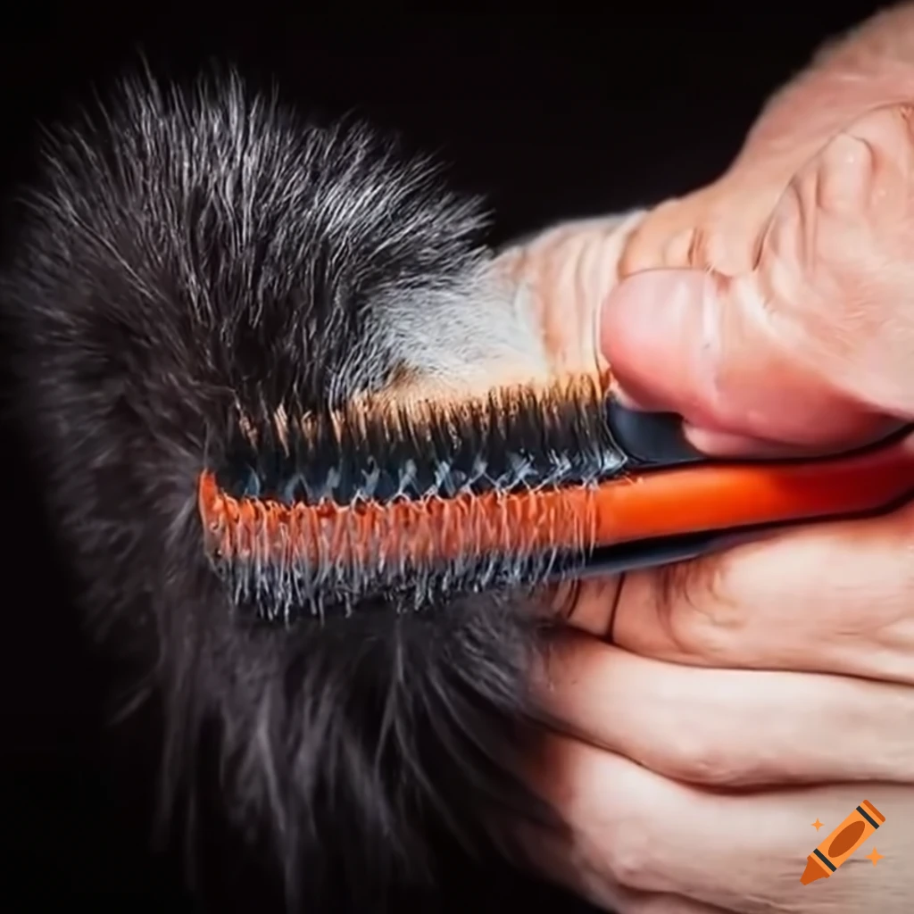 pet owner brushing their dog's fur
