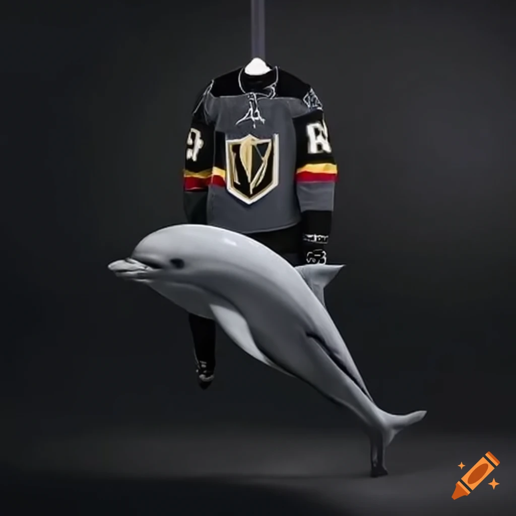 dolphin wearing a Golden Knights jersey