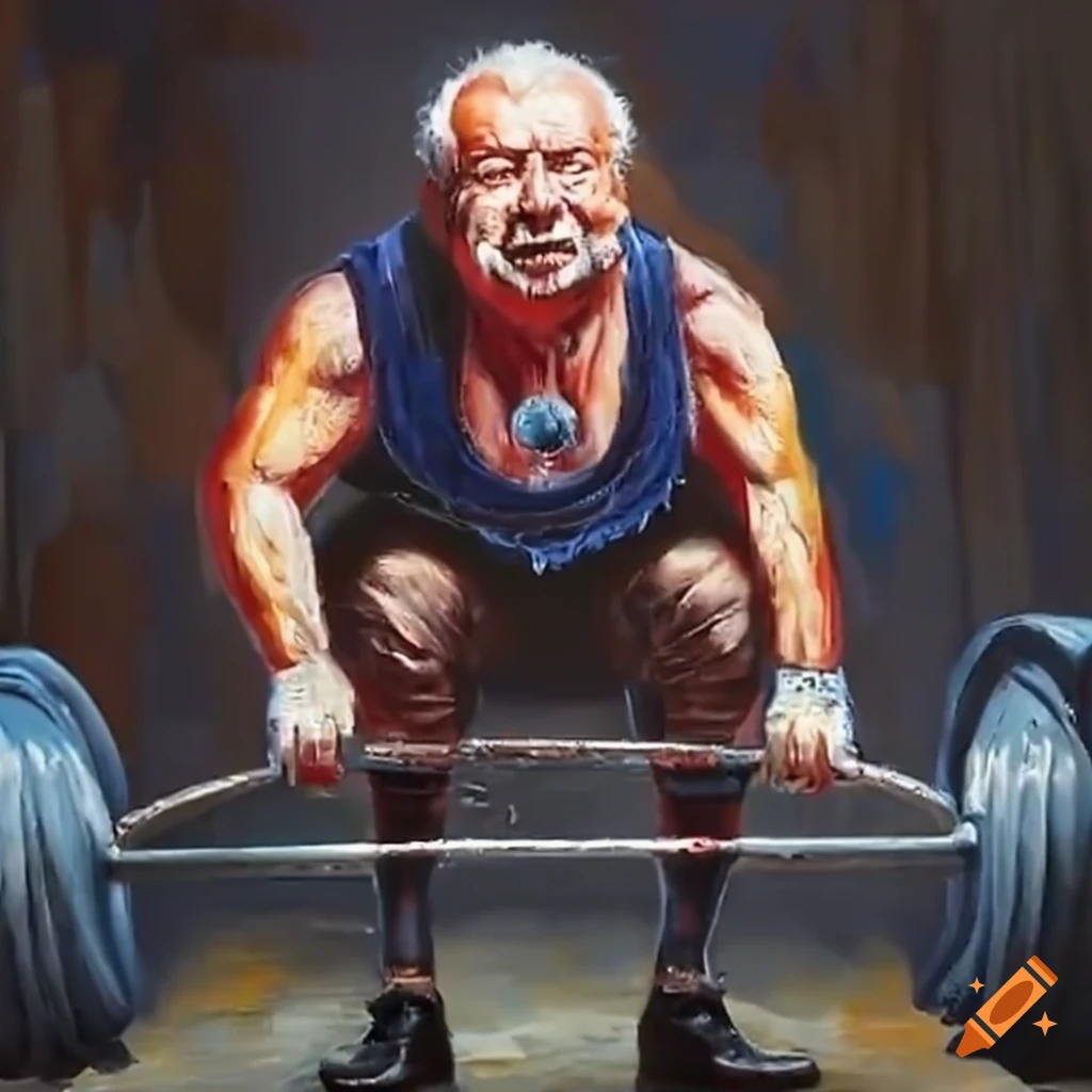 Sir Alan Sugar performing a heavy deadlift
