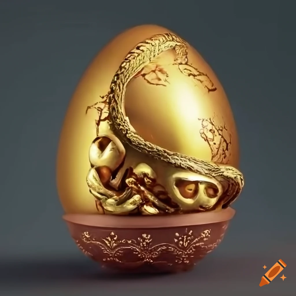 ornate golden egg with intricate carvings