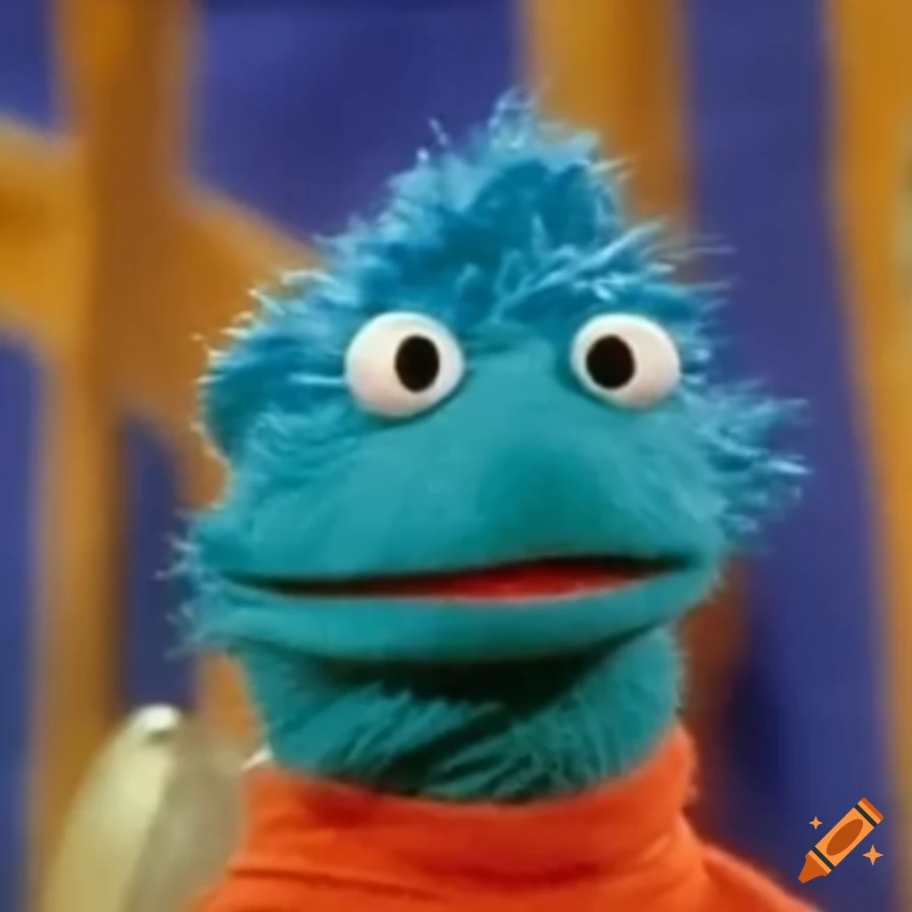 blue lizard wearing strawhat in a stitched-up town