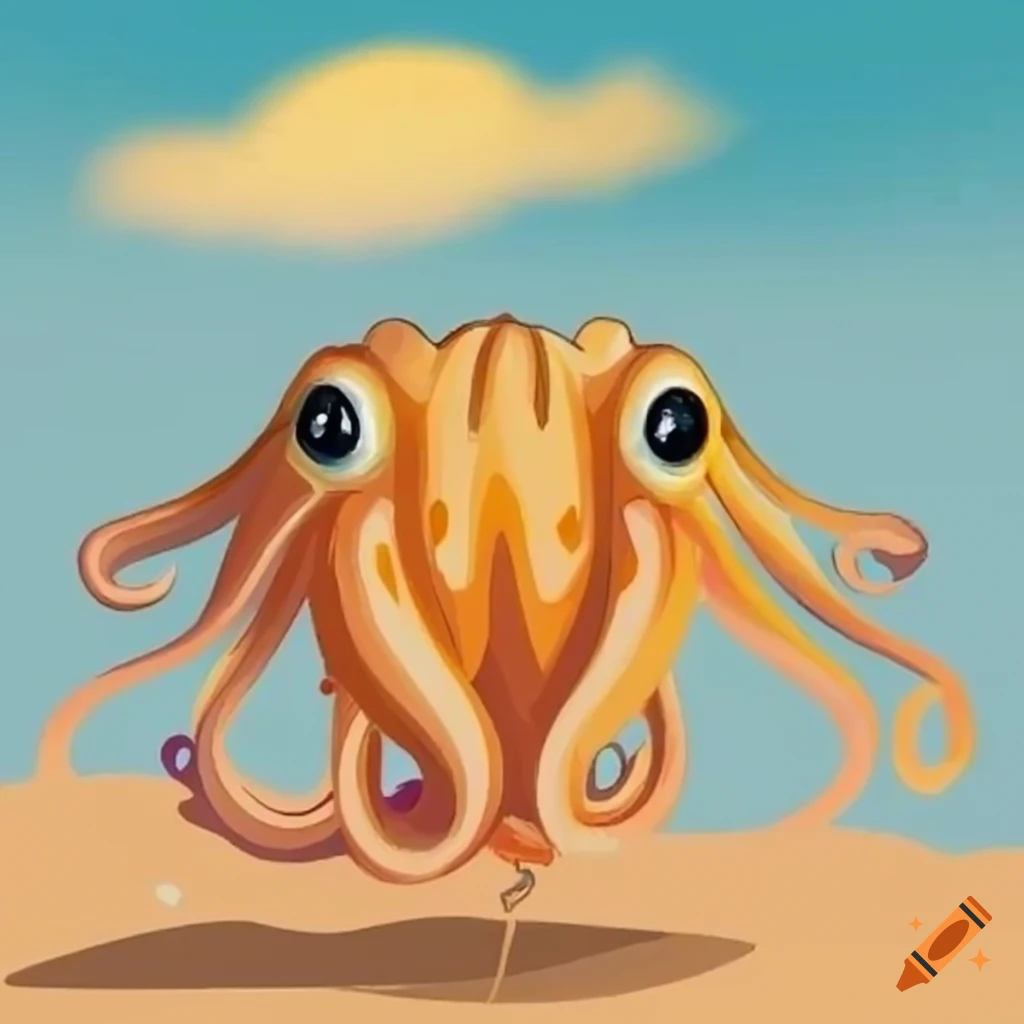 illustration of a cuttlefish in the desert