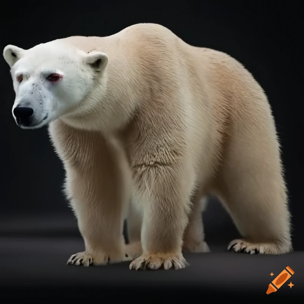 polar bear with cataract on left eye and scars on his face