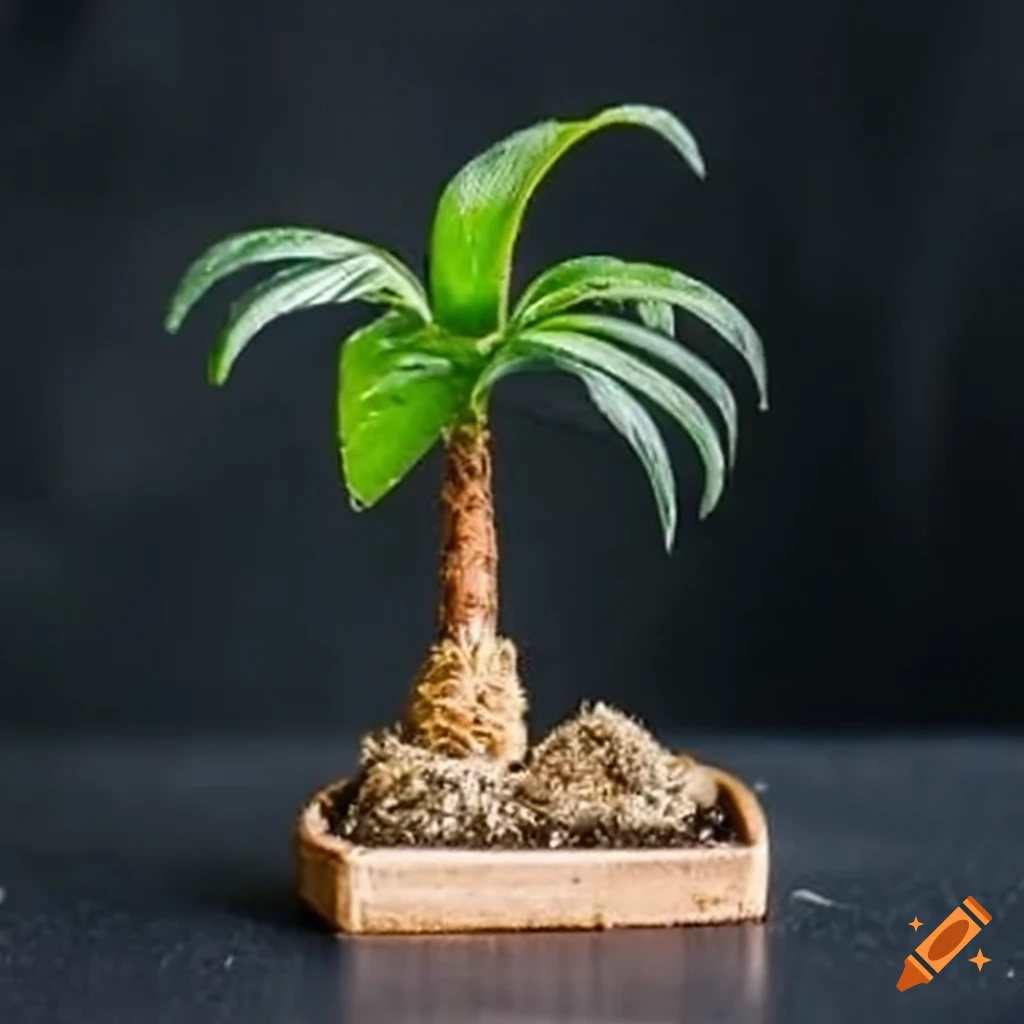 glass terrarium with a miniature palm tree