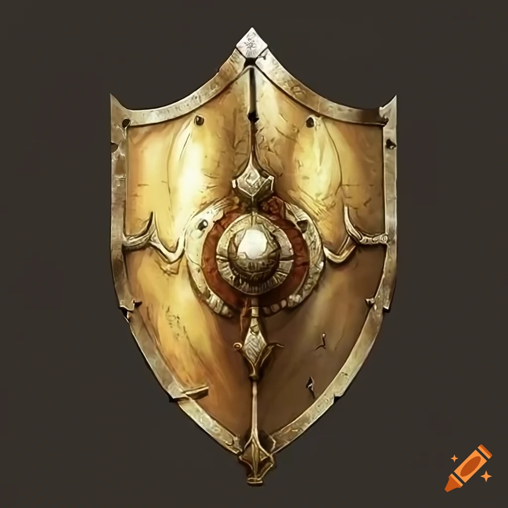 golden shield in a fantasy setting